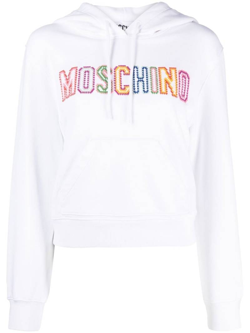 Moschino embroidered-logo cropped hoodie - White von Moschino