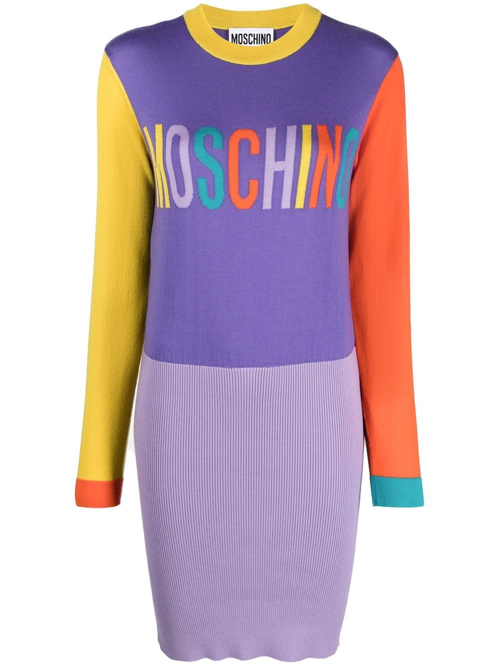 Moschino embroidered-logo knitted dress - Blue von Moschino