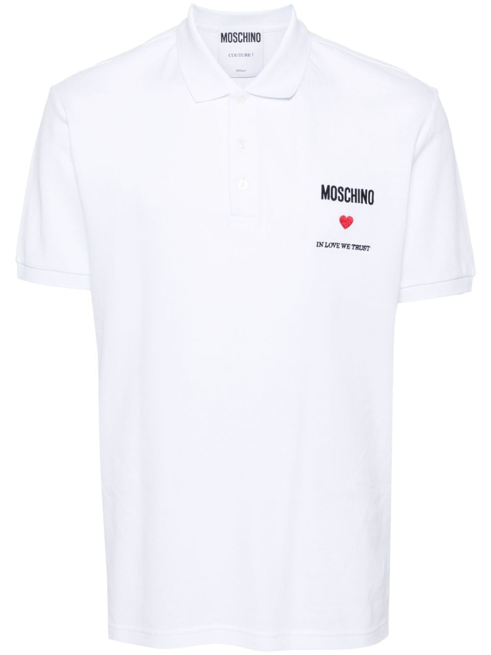 Moschino embroidered-quote polo shirt - White von Moschino