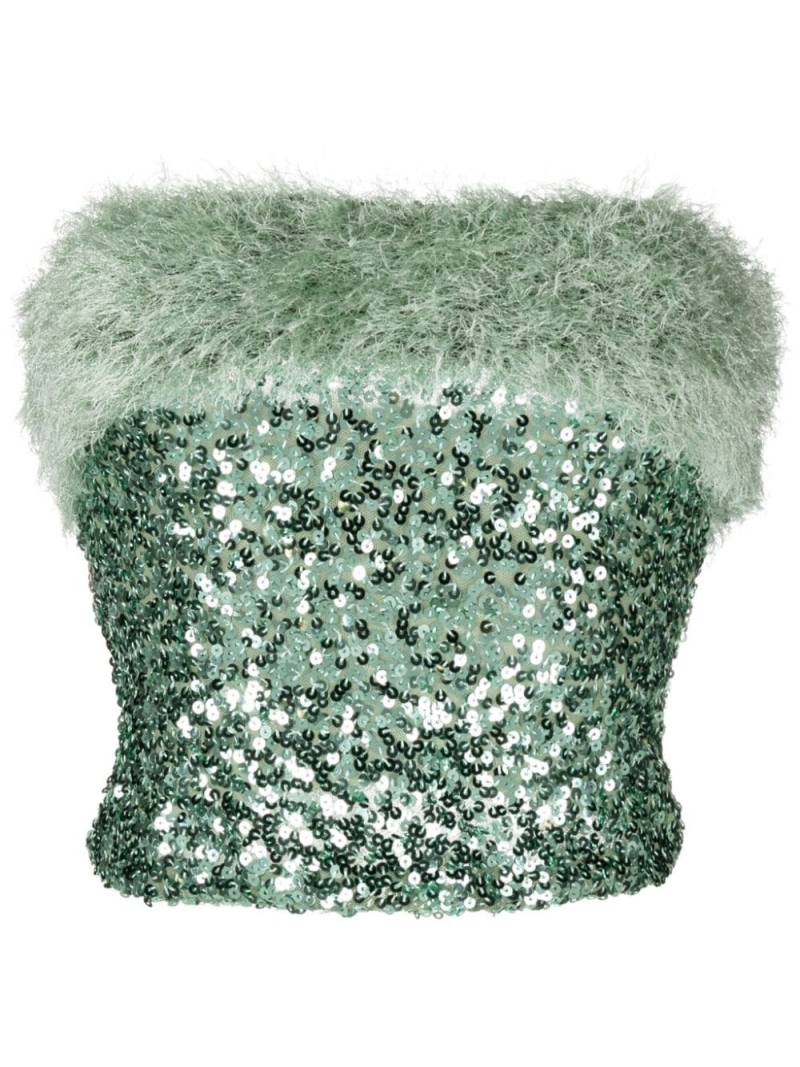 MOSCHINO JEANS faux-fur-trim sequin top - Green von MOSCHINO JEANS