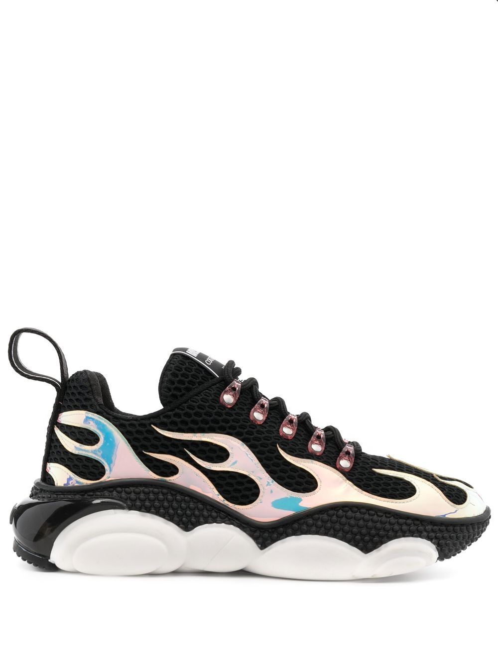 Moschino flame-effect lace-up sneakers - Black von Moschino