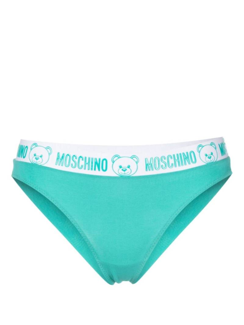 Moschino flocked logo-waistband cotton briefs - Green von Moschino