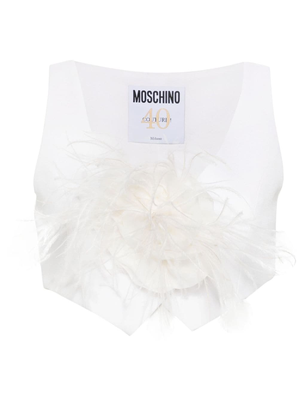 Moschino floral-brooch cropped waistcoat - White von Moschino