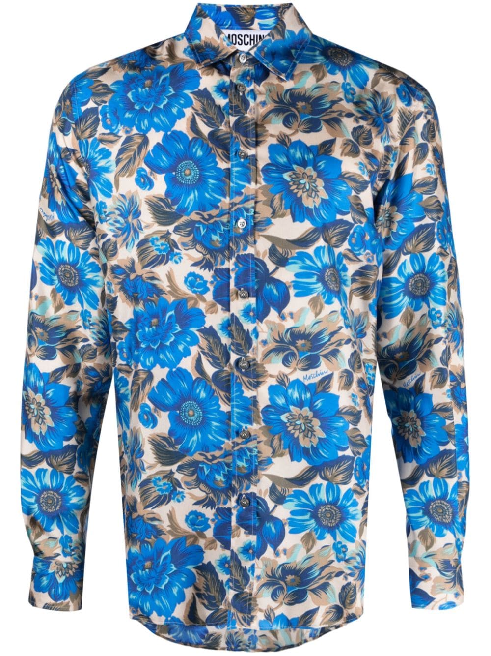 Moschino floral-print silk shirt - Blue von Moschino