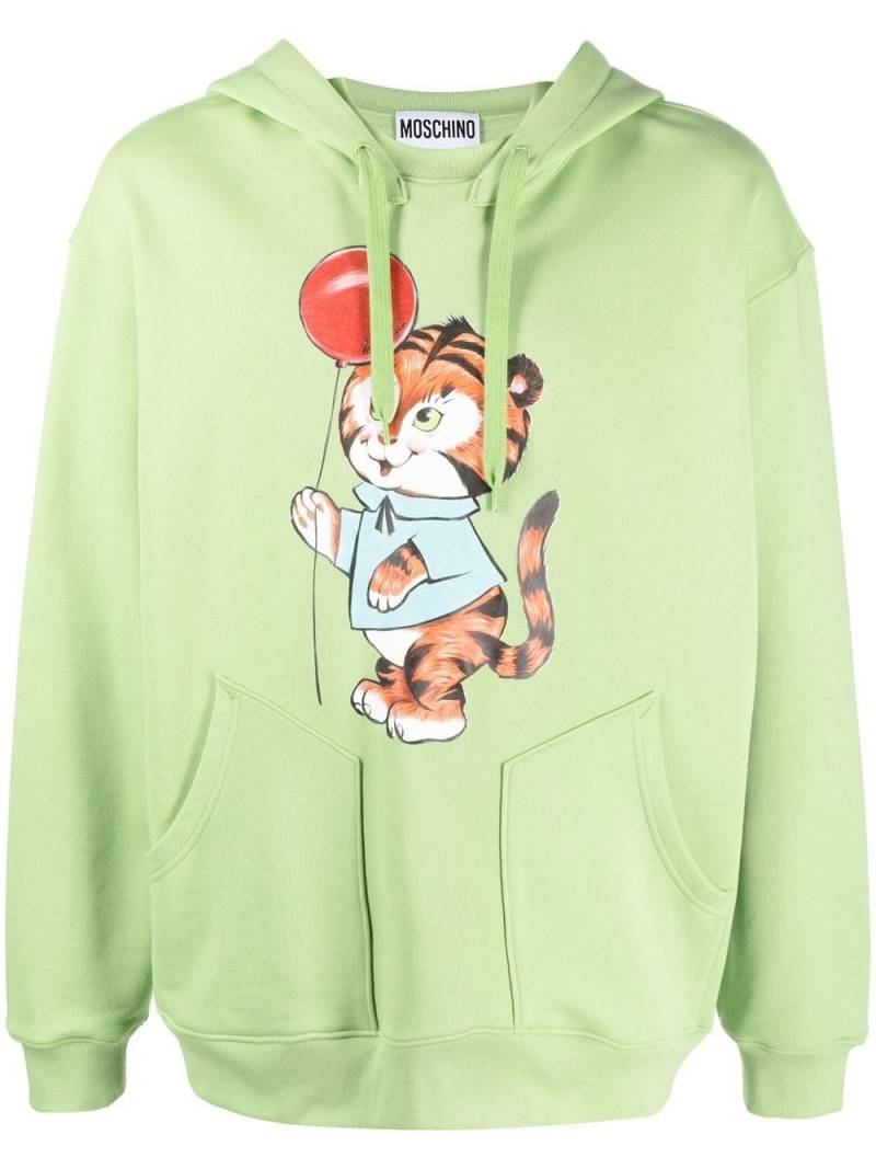 Moschino graphic print drawstring hoodie - Green von Moschino