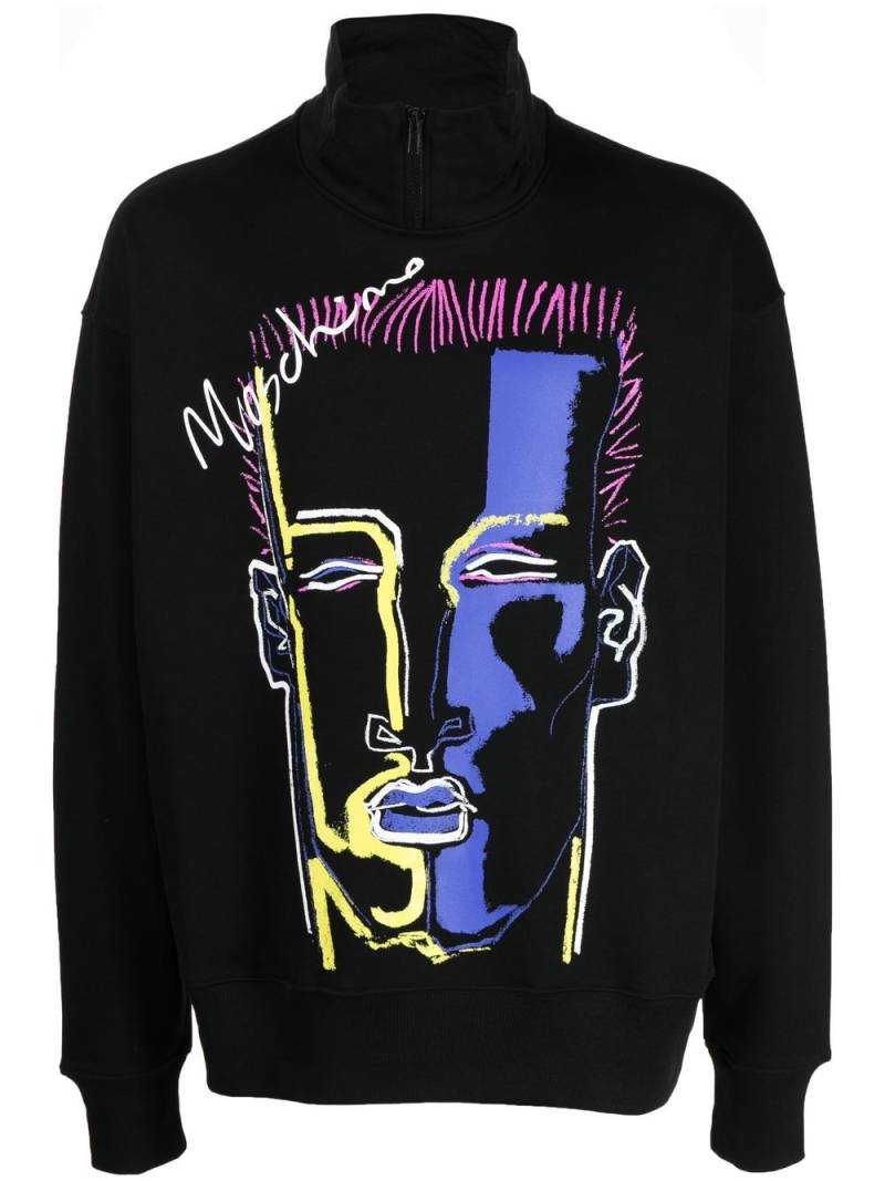 Moschino graphic-print half-zip jumper - Black von Moschino