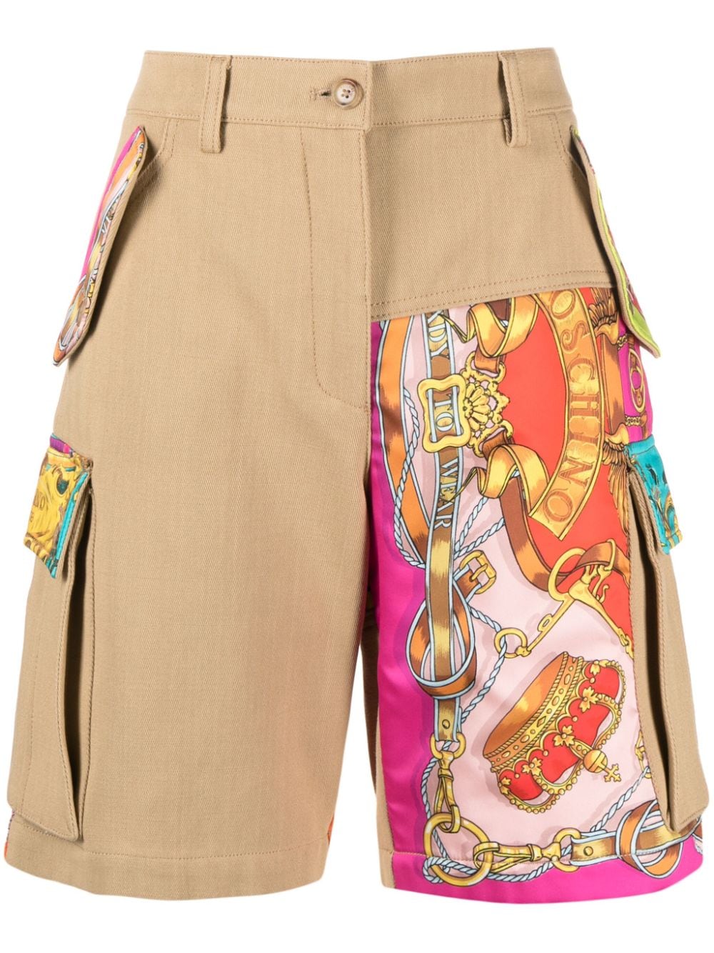 Moschino graphic-print patchwork shorts - Neutrals von Moschino