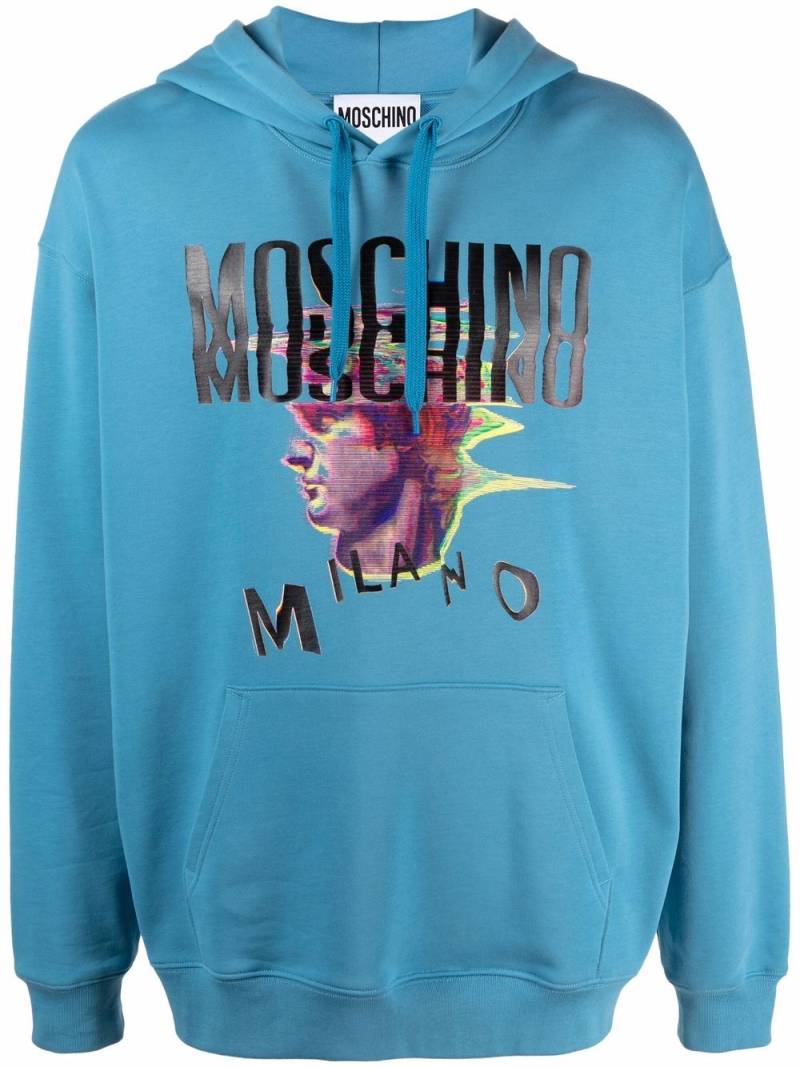 Moschino graphic-print relaxed logo hoodie - Blue von Moschino