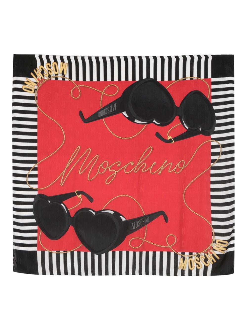 Moschino graphic-print silk scarf - Red von Moschino