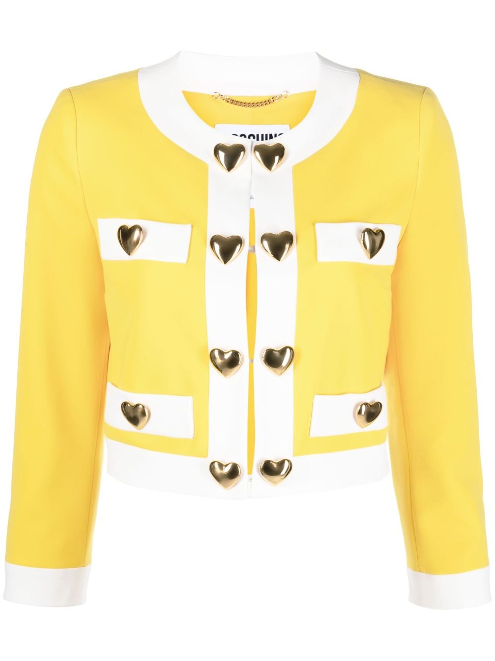 Moschino heart-appliqué cropped jacket - Yellow von Moschino