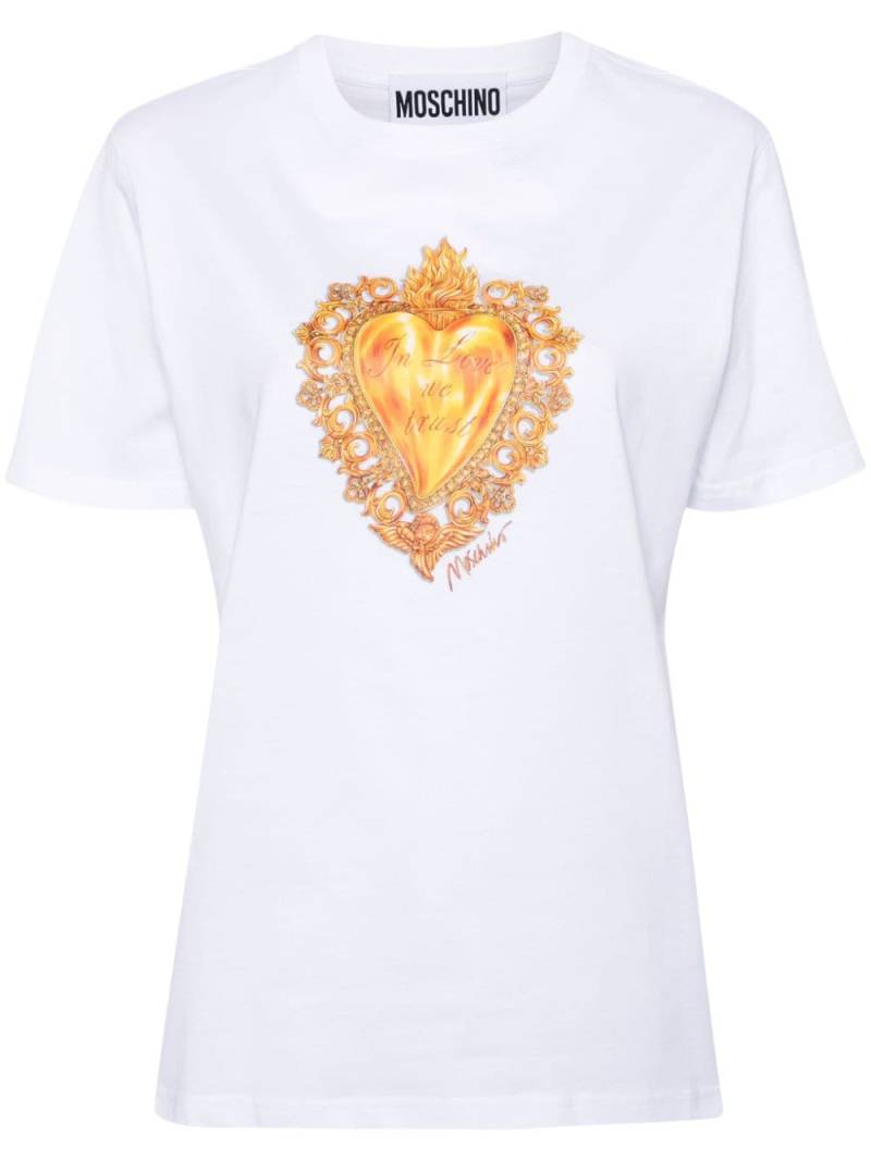 Moschino heart-print cotton T-shirt - White von Moschino