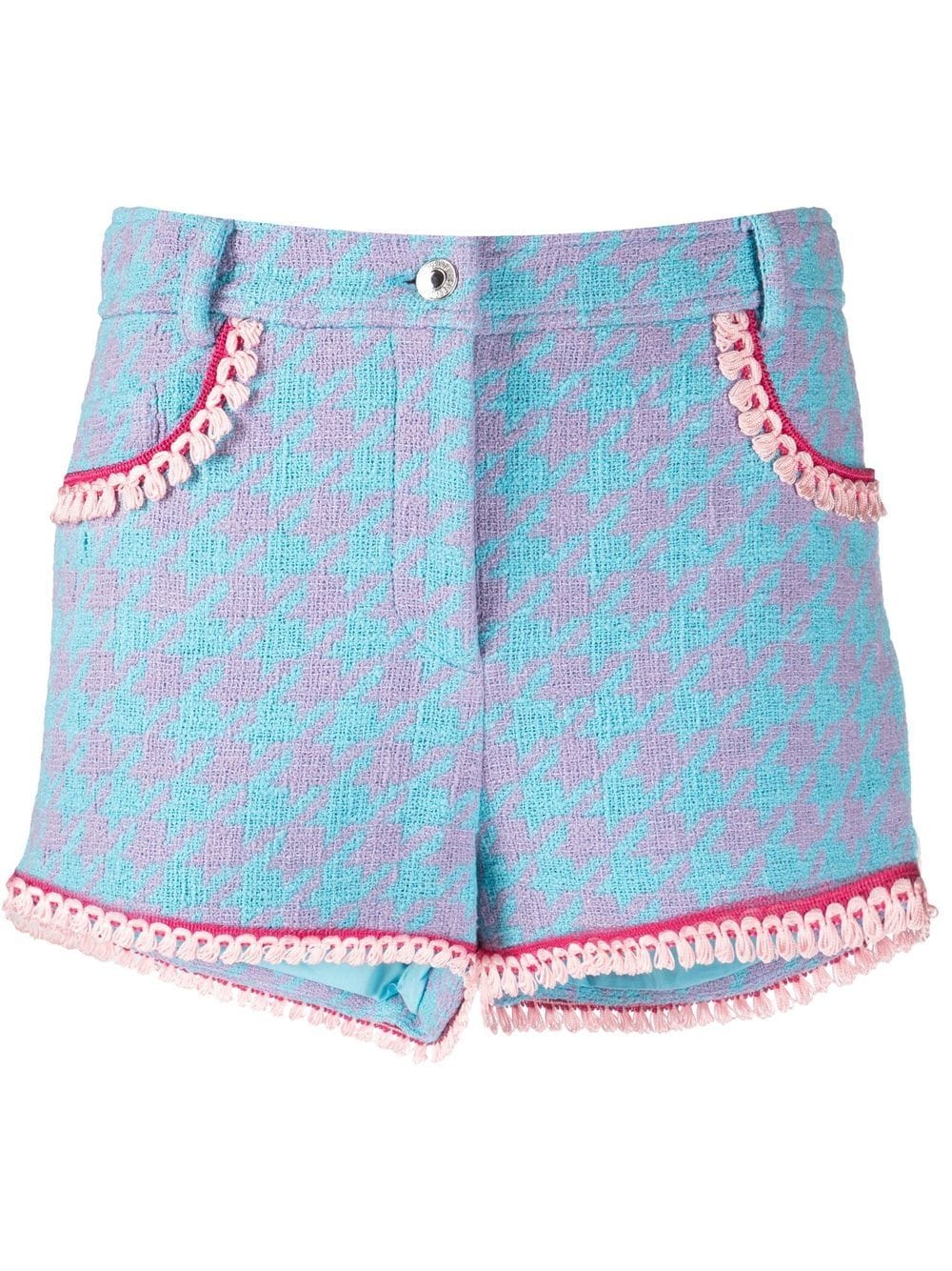 Moschino houndstooth-print short shorts - Blue von Moschino