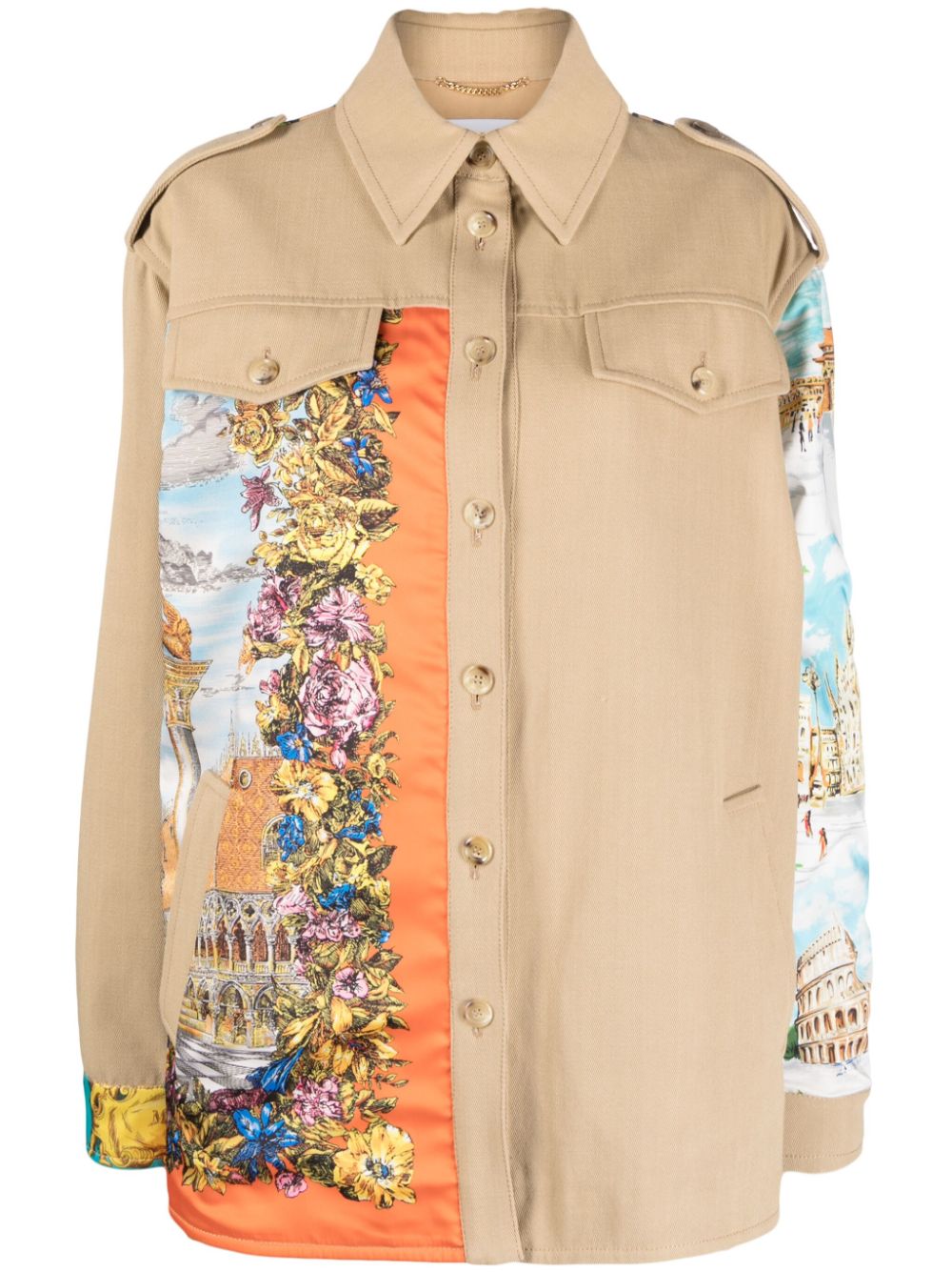 Moschino illustration-print panels shirt jacket - Neutrals von Moschino