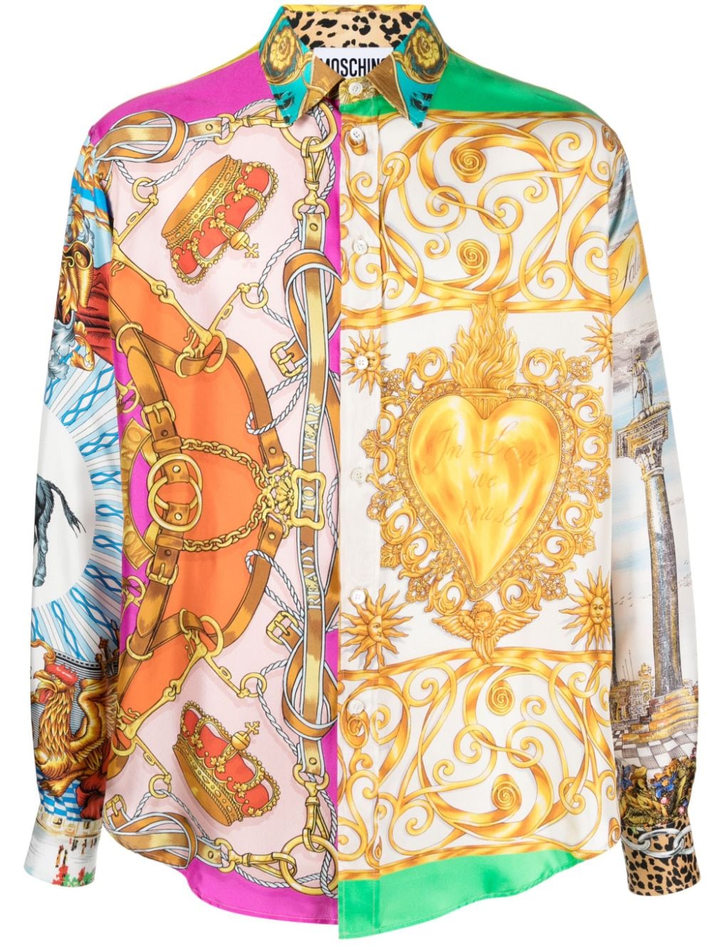 Moschino illustration-print silk shirt - Pink von Moschino