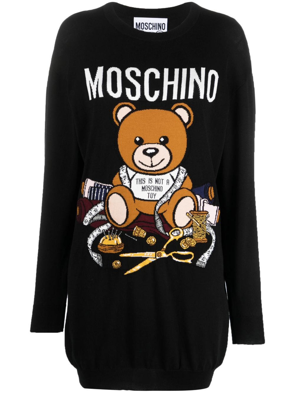 Moschino intarsia-knit cotton mini dress - Black von Moschino
