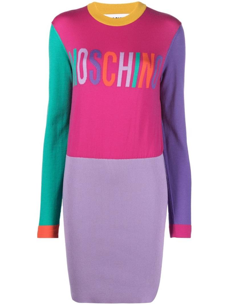 Moschino intarsia logo-knit jumper dress - Pink von Moschino