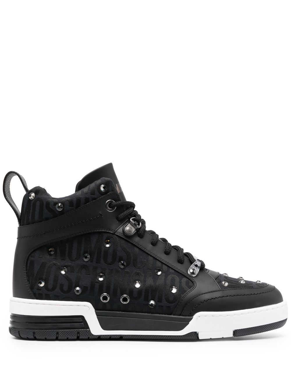 Moschino jacquard crystal-embellished sneakers - Black von Moschino