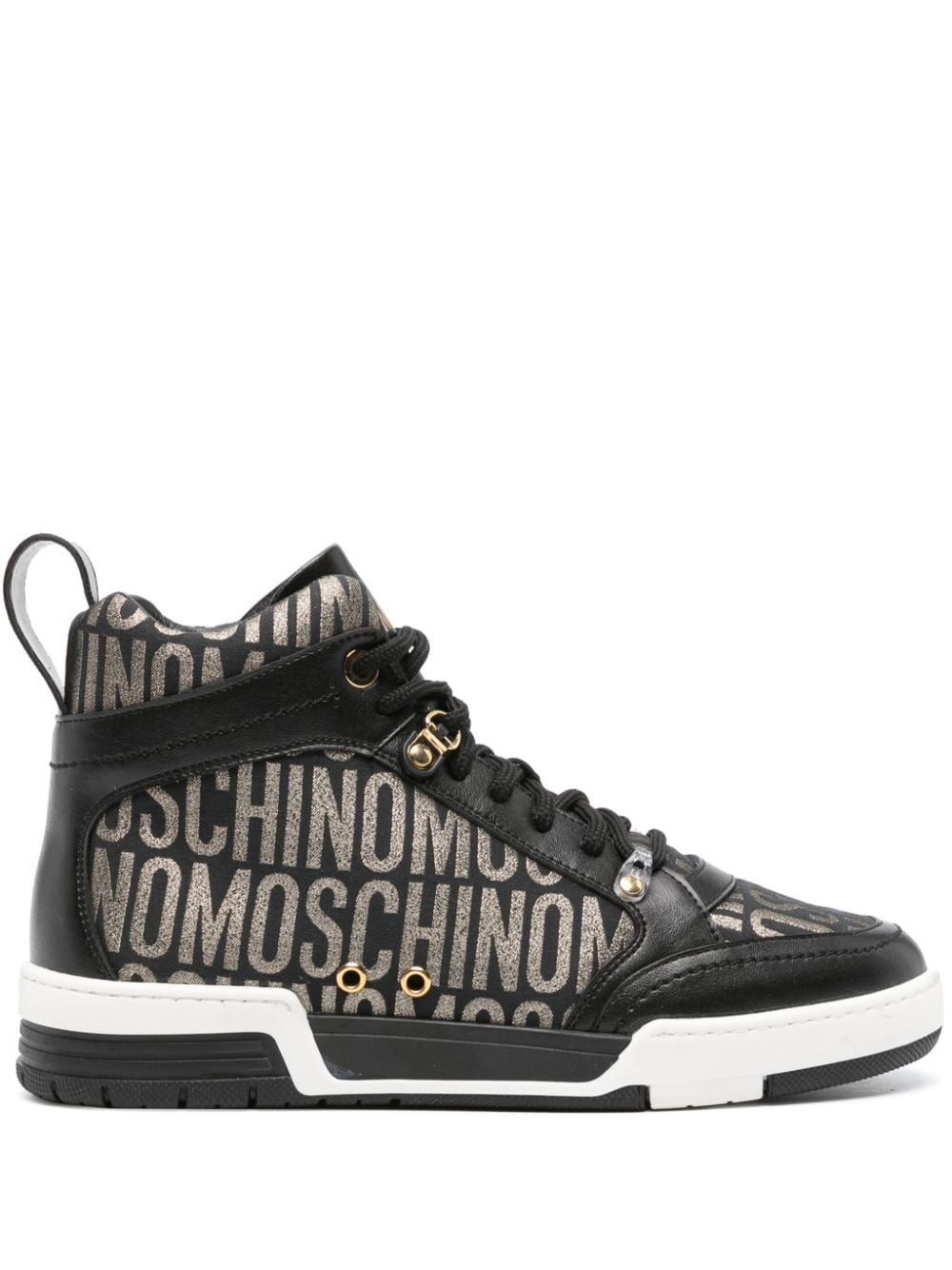 Moschino jacquard-logo high-top sneakers - Black von Moschino