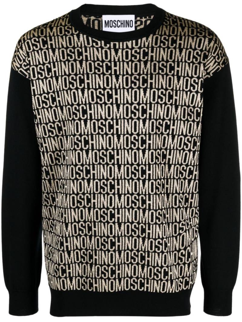 Moschino jacquard logo motif virgin wool jumper - Black von Moschino