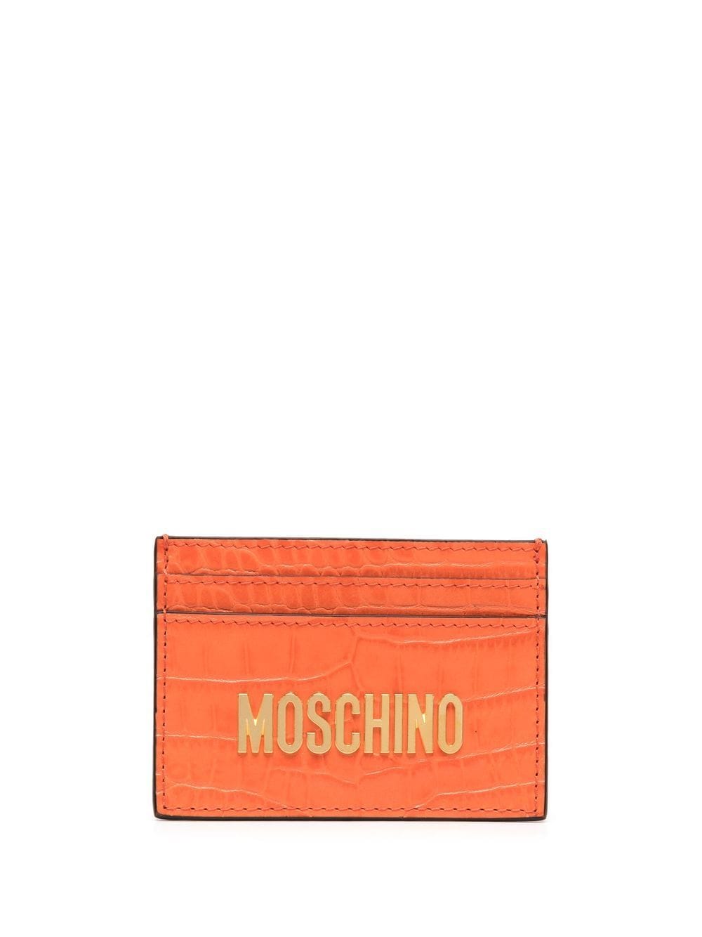 Moschino leather logo-lettering cardholder - Orange von Moschino