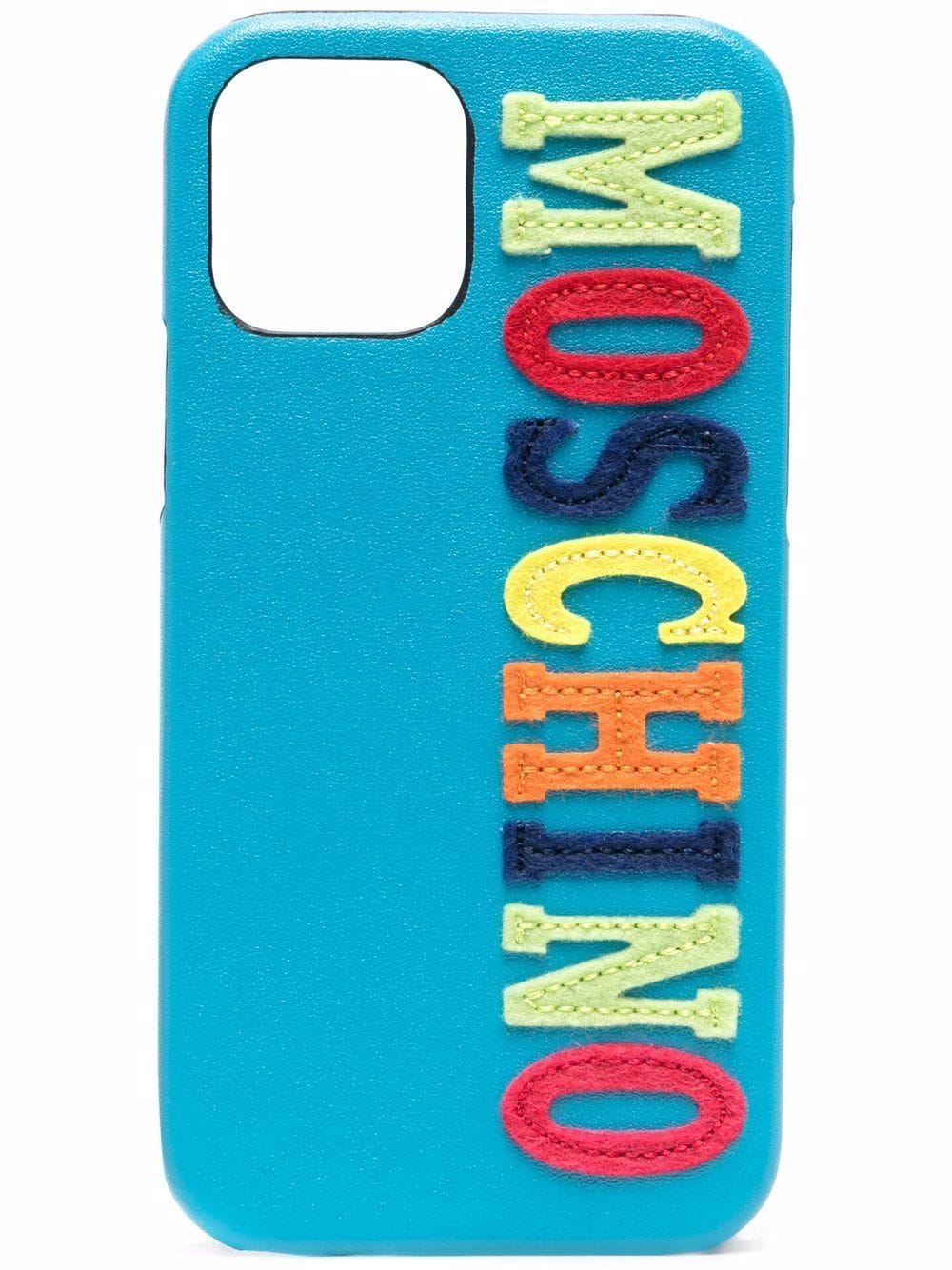 Moschino letter-patch iPhone 12/12 Pro case - Blue von Moschino