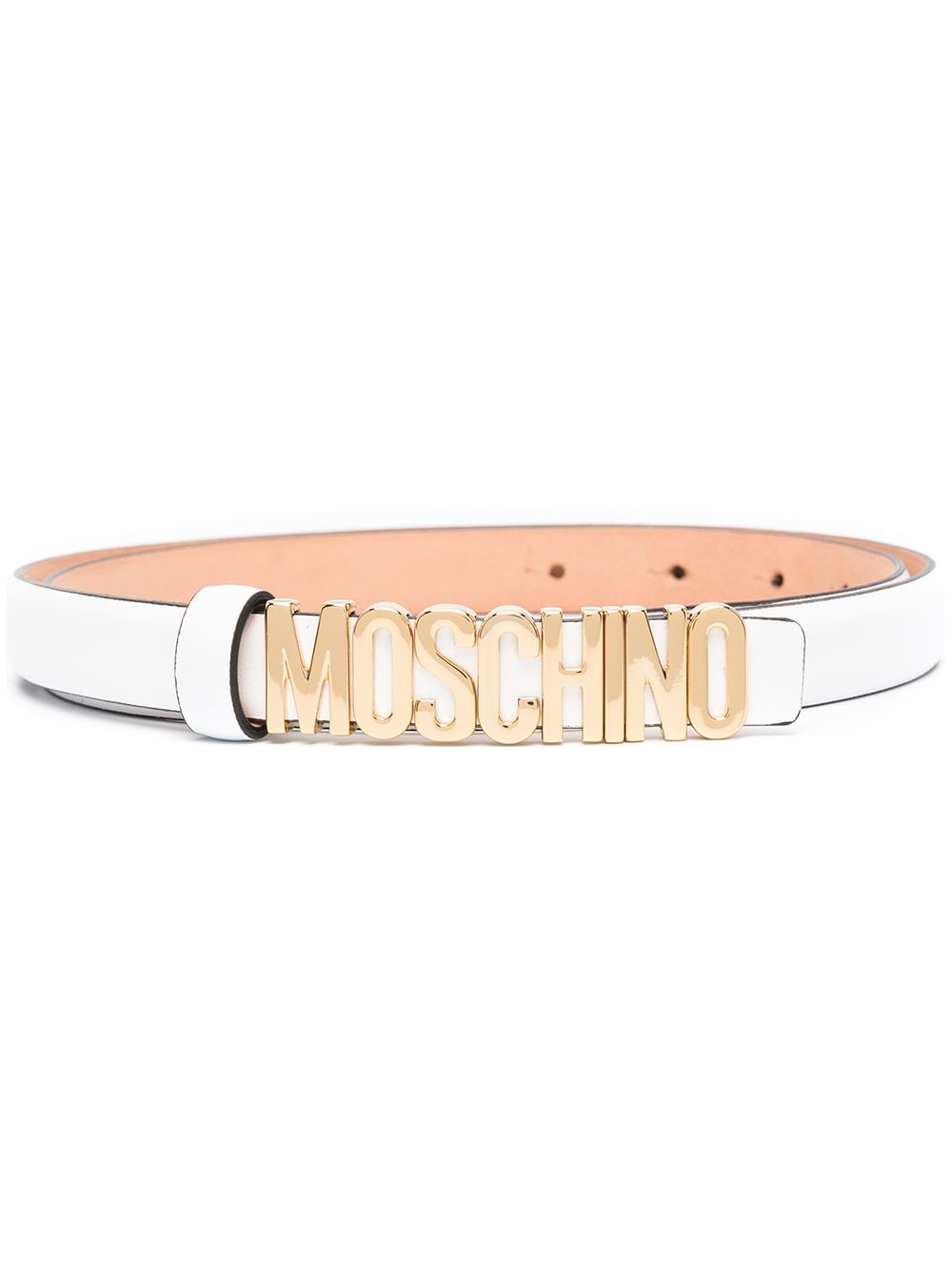 Moschino lettering logo buckle belt - White von Moschino