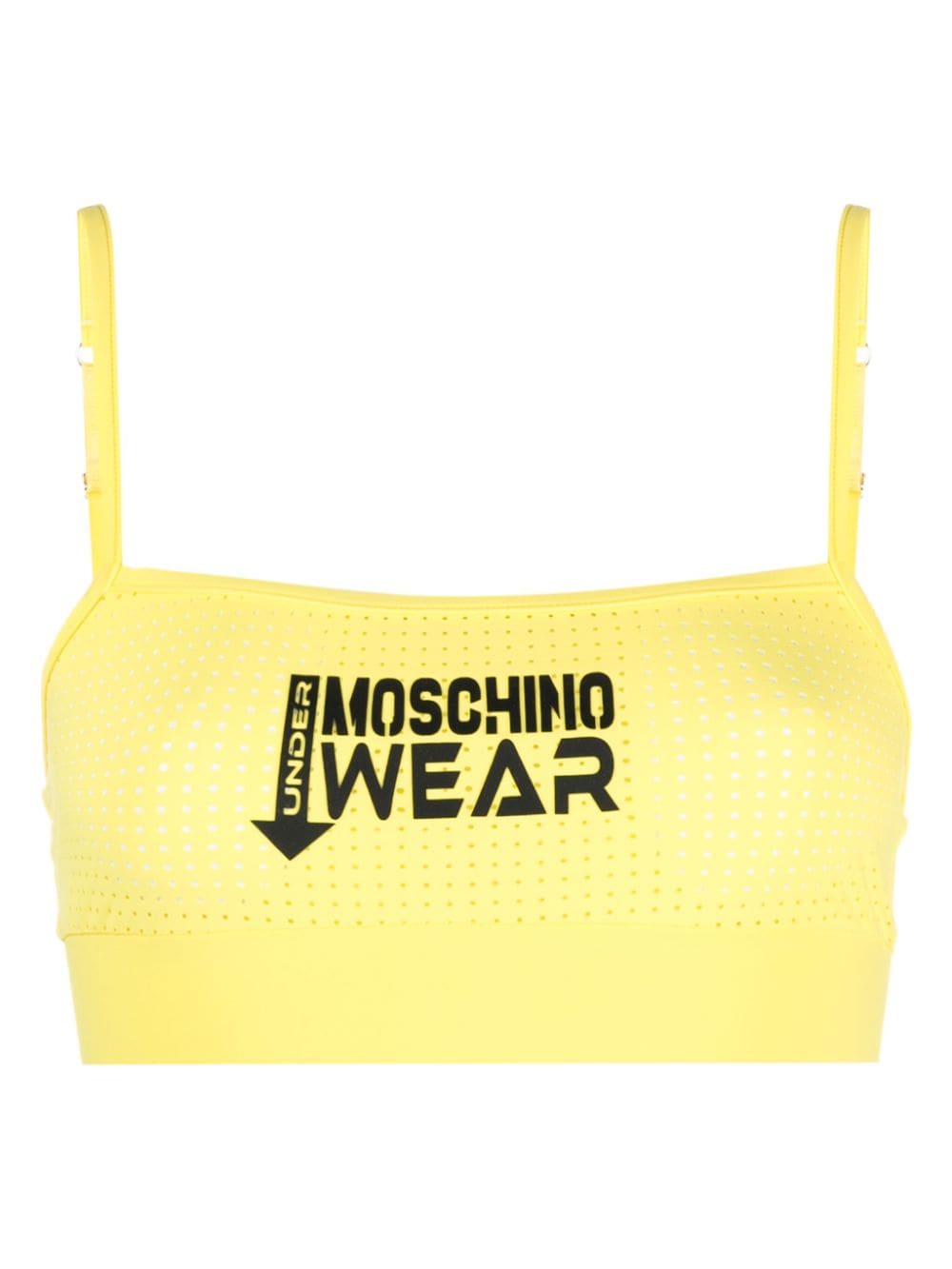 Moschino logo-appliqué elasticated mesh bra - Yellow von Moschino