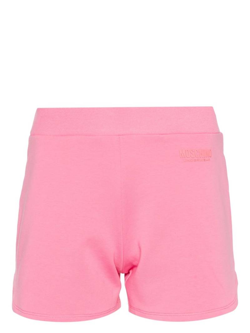 Moschino logo-appliqué jersey mini shorts - Pink von Moschino