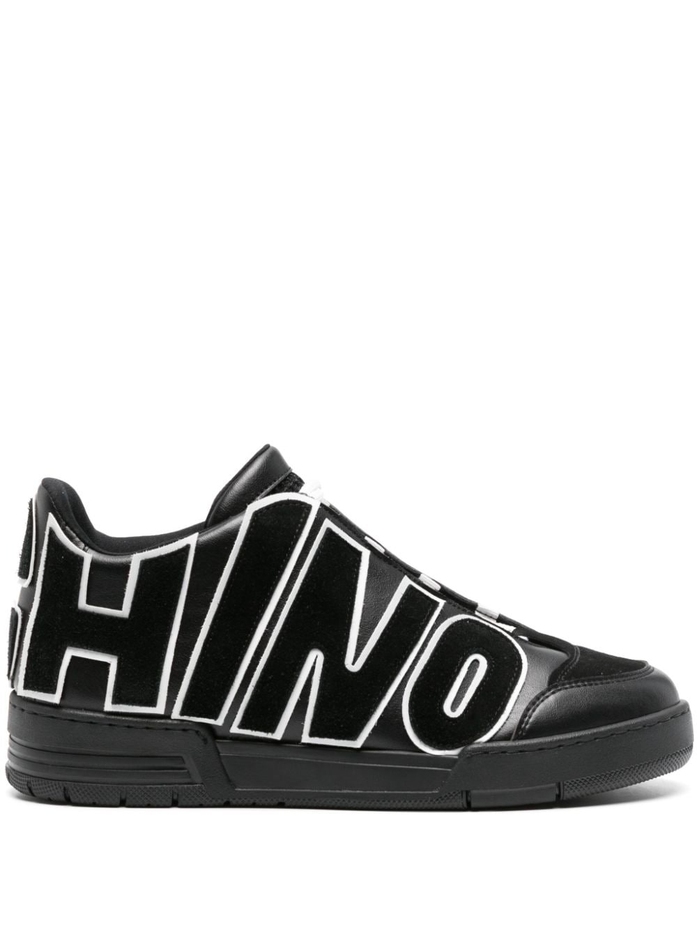 Moschino logo-appliqué leather sneakers - Black von Moschino