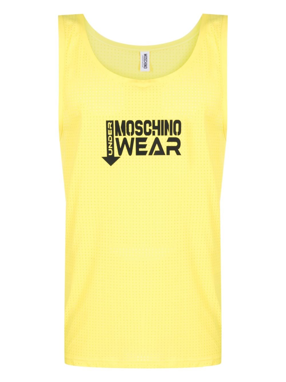 Moschino logo-appliqué mesh tank top - Yellow von Moschino