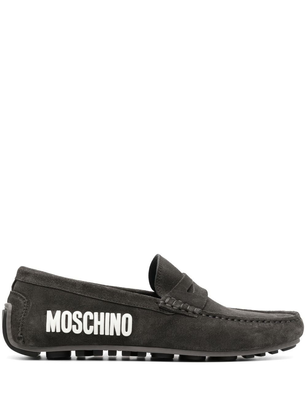 Moschino logo-appliqué suede loafers - Black von Moschino