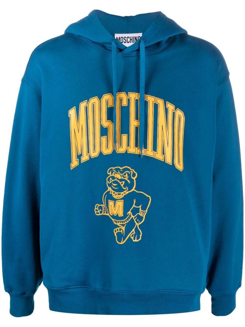 Moschino logo drawstring hoodie - Blue von Moschino