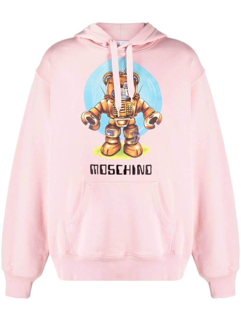 Moschino logo drawstring hoodie - Pink von Moschino