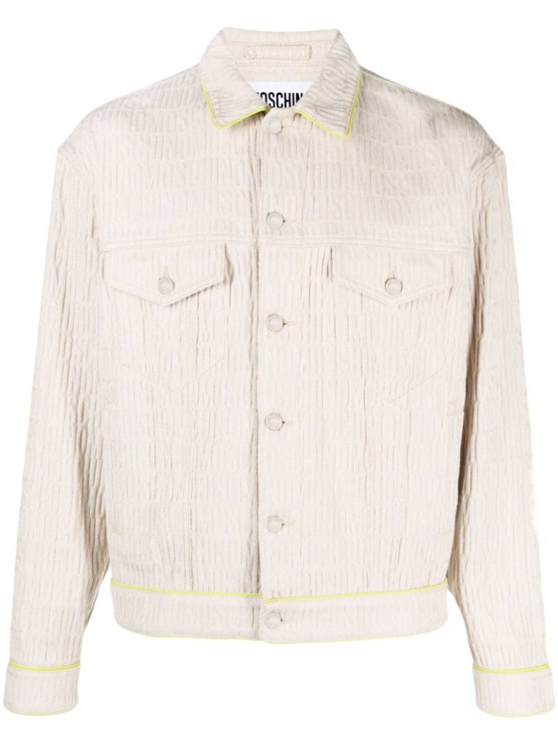 Moschino logo-embossed buttoned denim jacket - Neutrals von Moschino