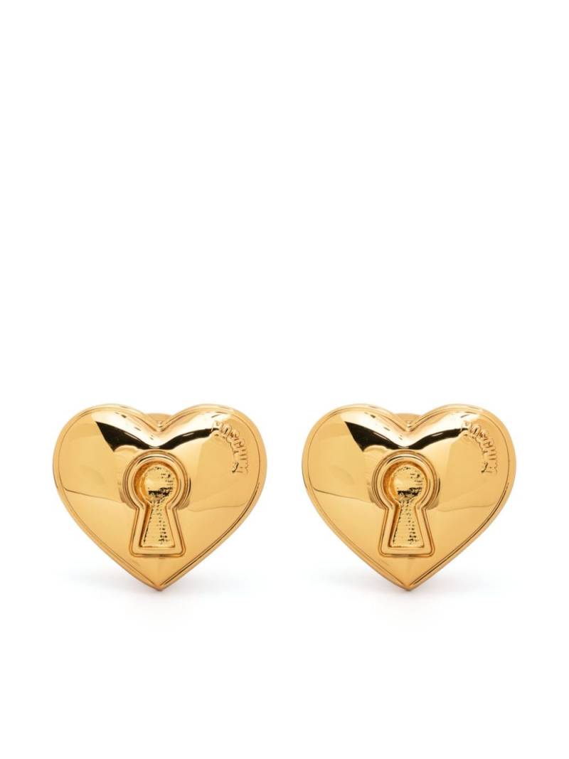 Moschino logo-embossed heart-motif earring - Gold von Moschino