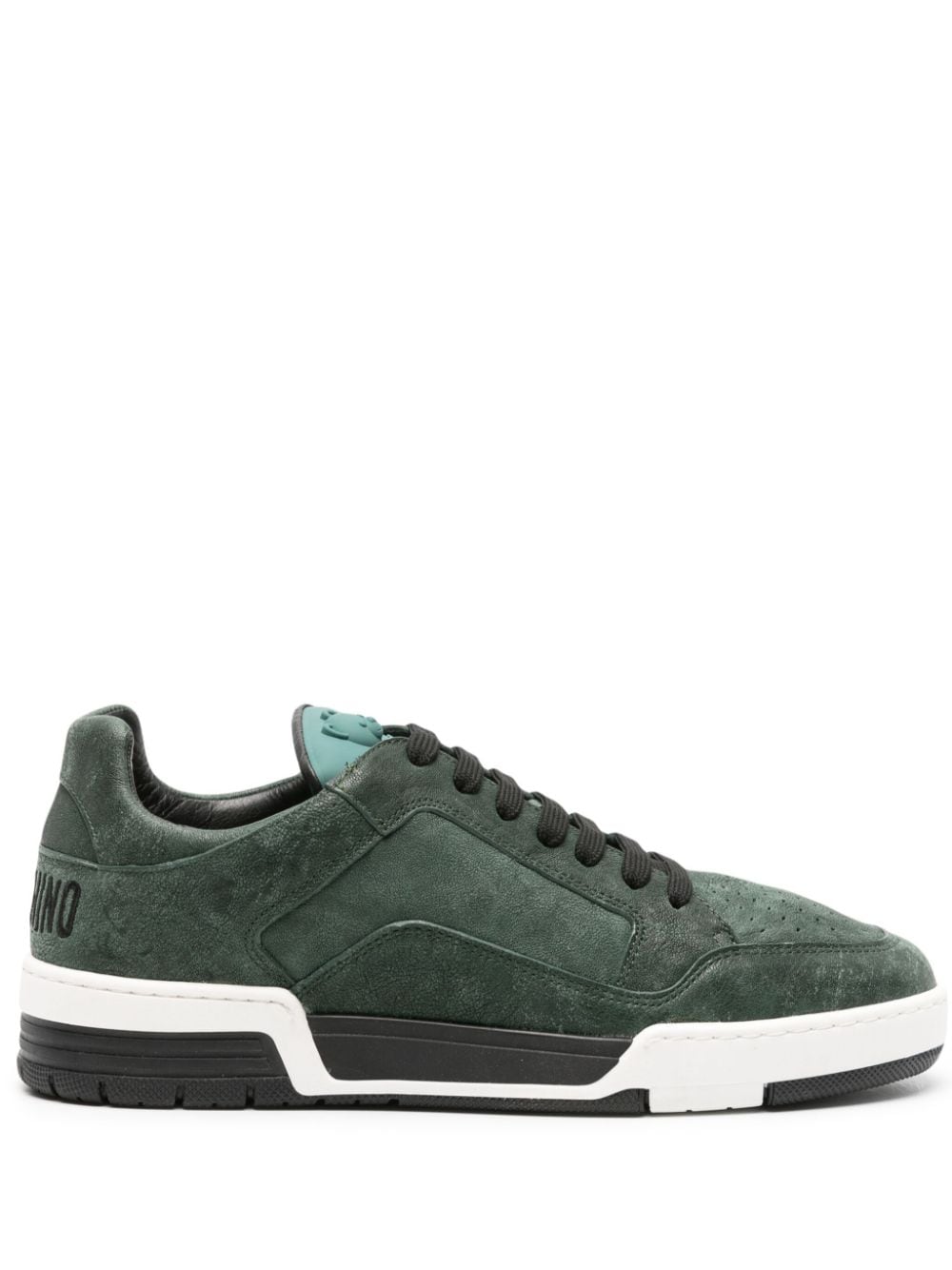 Moschino logo-embroidered suede sneakers - Green von Moschino