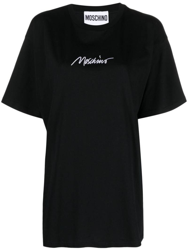 Moschino logo-embroidered cotton T-shirt - Black von Moschino