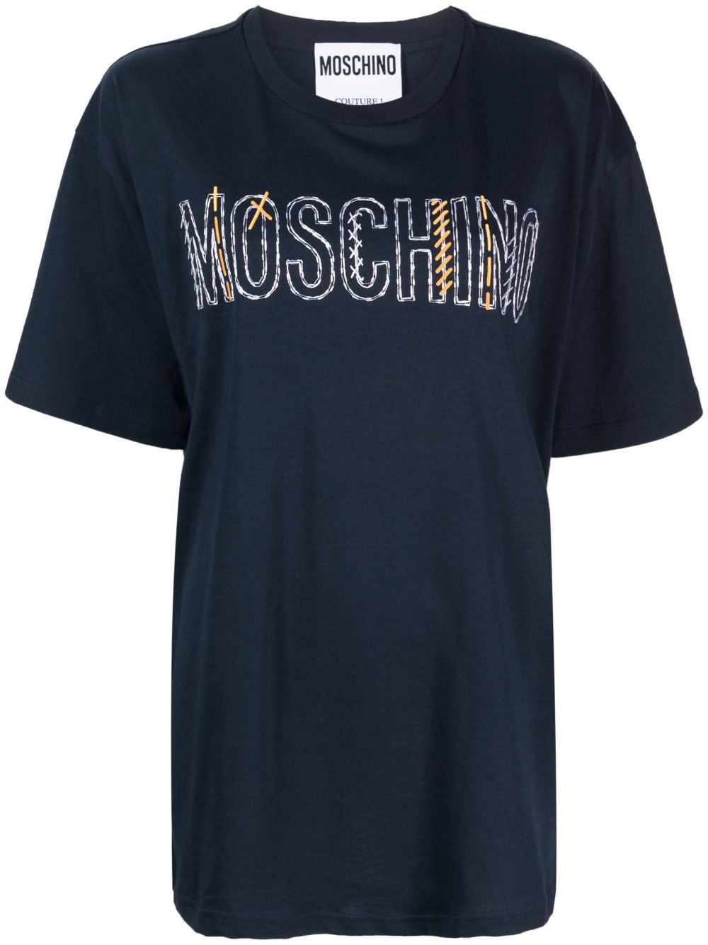 Moschino logo-embroidered cotton T-shirt - Blue von Moschino