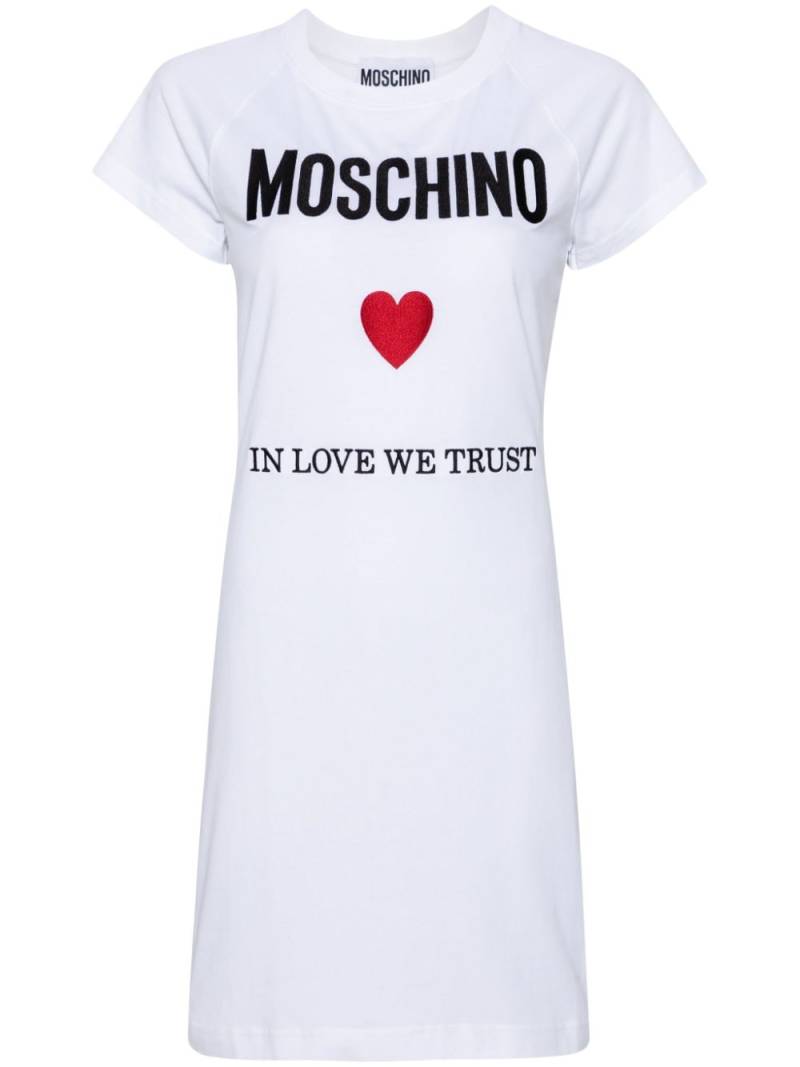 Moschino logo-embroidered cotton T-shirt dress - White von Moschino