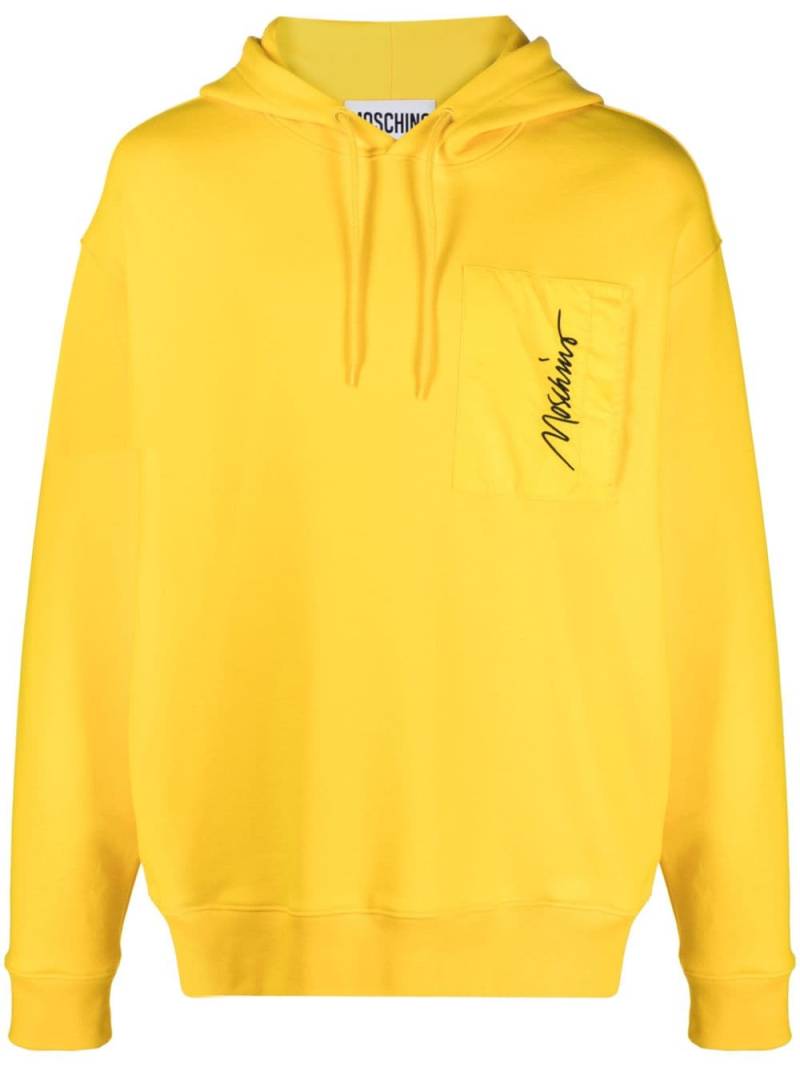 Moschino logo-embroidered cotton blend hoodie - Yellow von Moschino