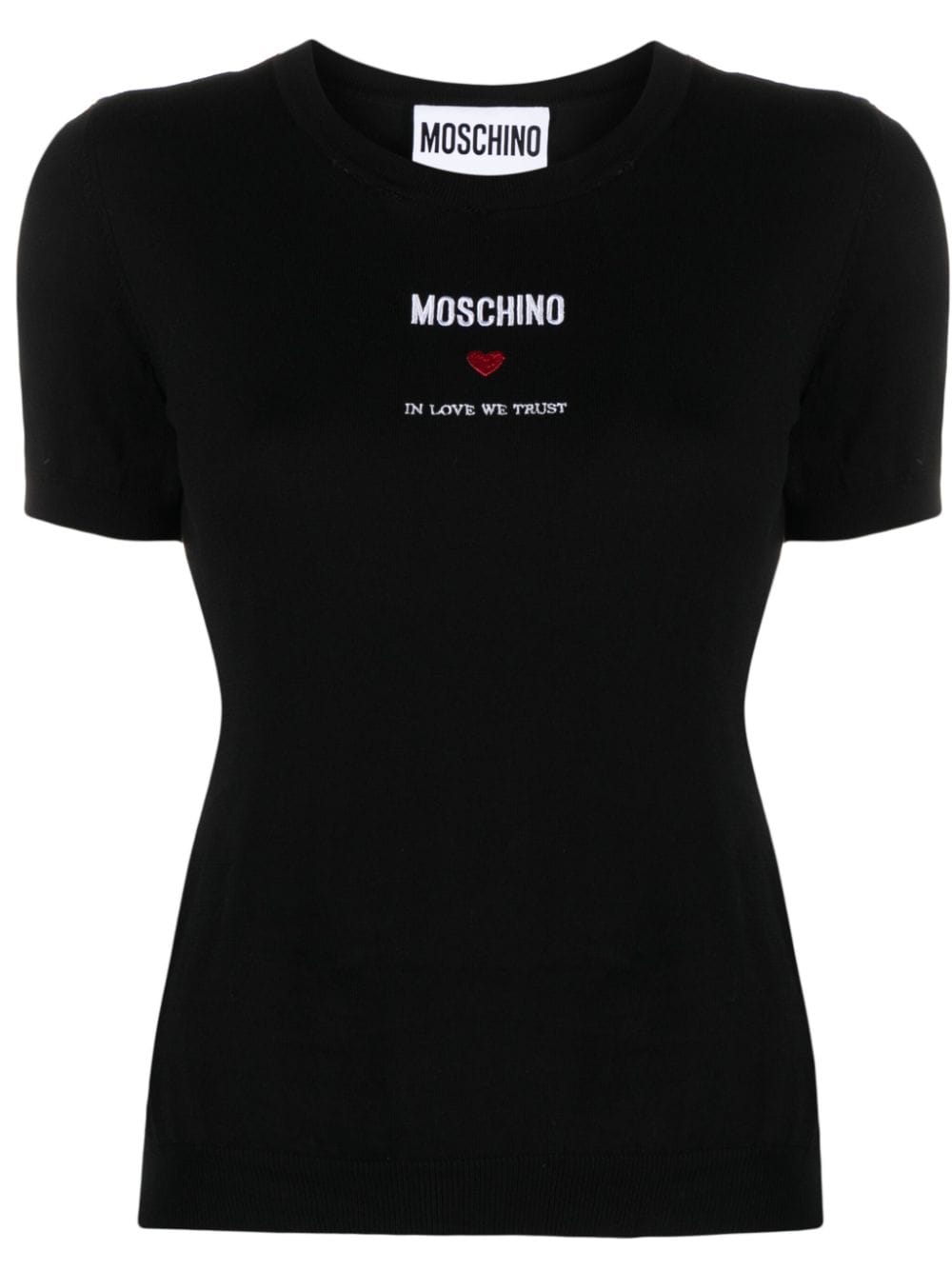 Moschino logo-embroidered cotton knitted top - Black von Moschino