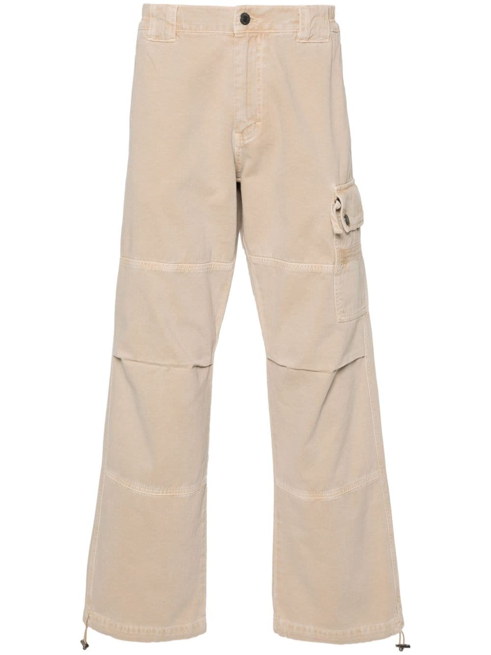 Moschino logo-embroidered cotton trousers - Neutrals von Moschino