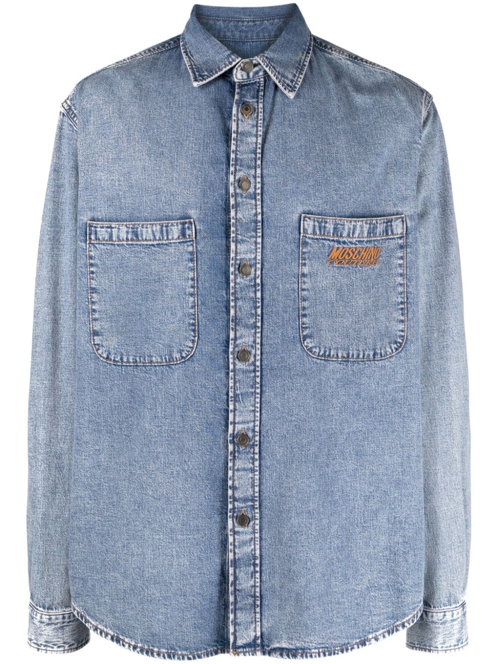 Moschino logo-embroidered denim shirt - Blue von Moschino