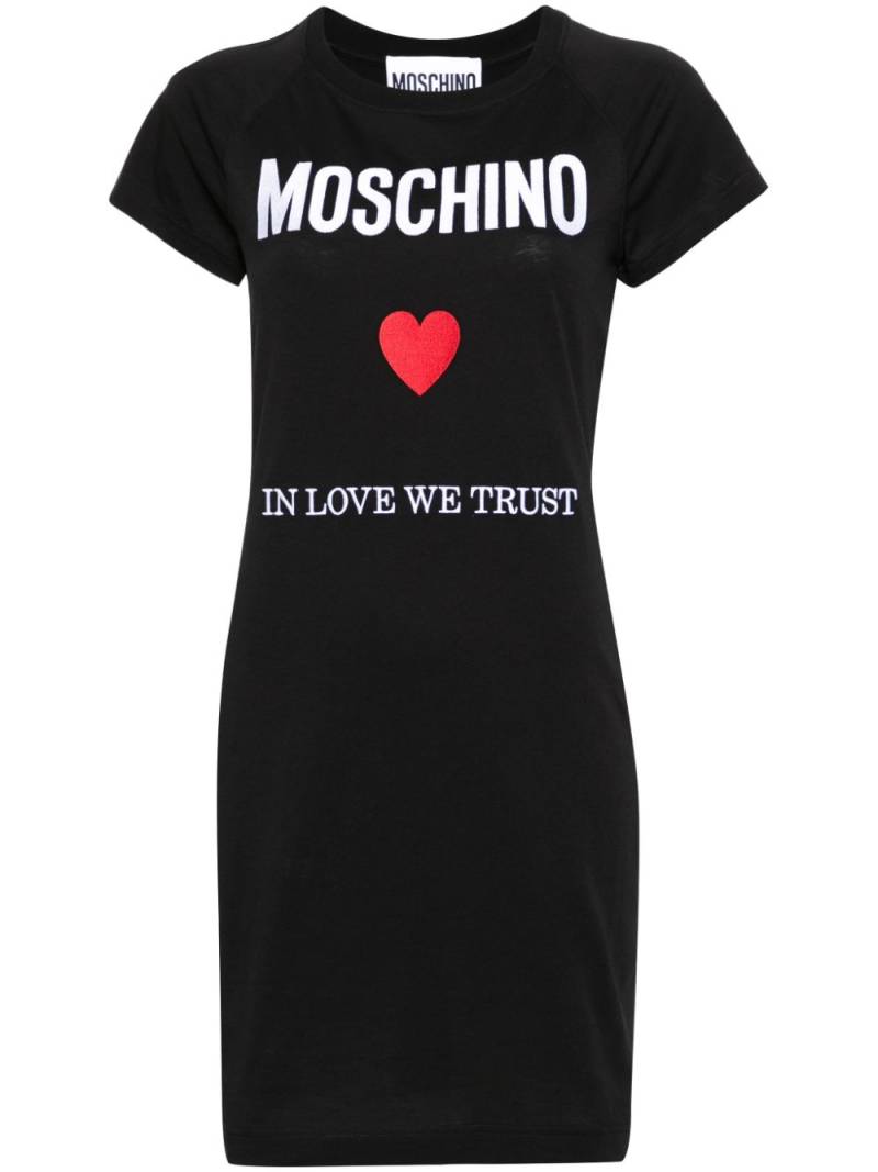 Moschino logo-embroidered short T-shirt dress - Black von Moschino