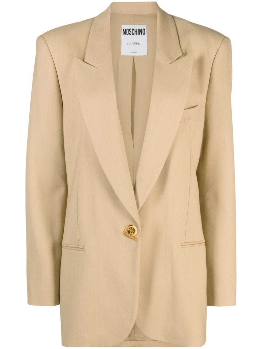 Moschino logo-engraved T-bar blazer - Neutrals von Moschino