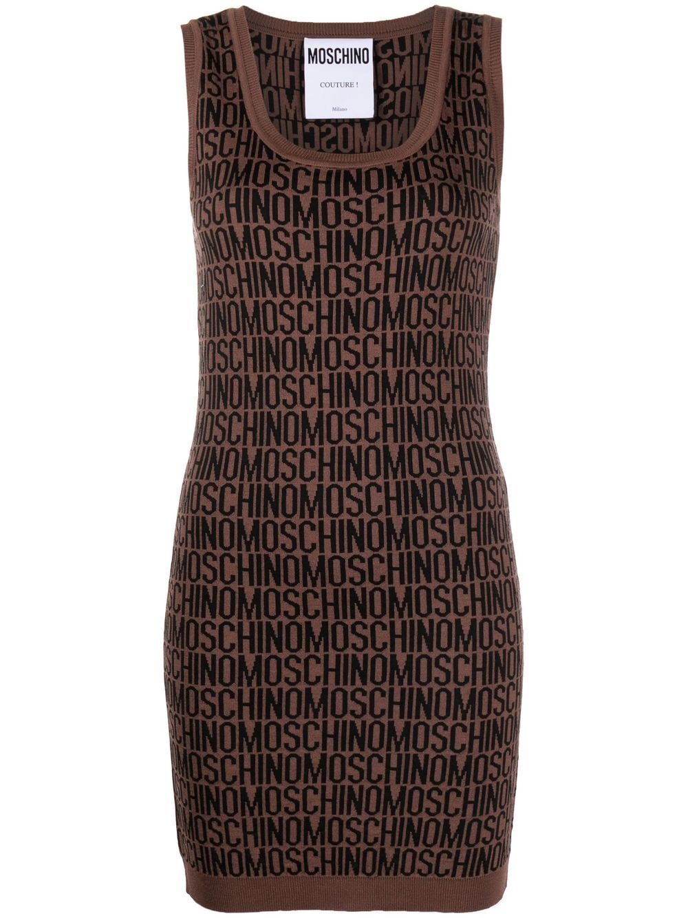 Moschino logo intarsia-knit mini dress - Brown von Moschino