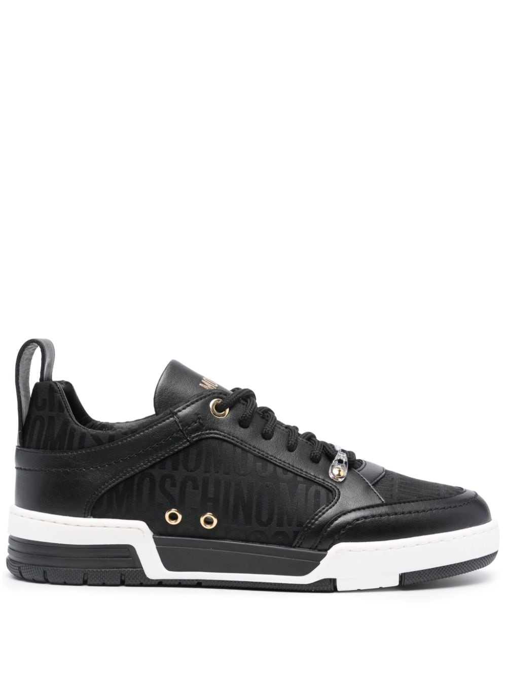 Moschino logo-jacquard leather sneakers - Black von Moschino