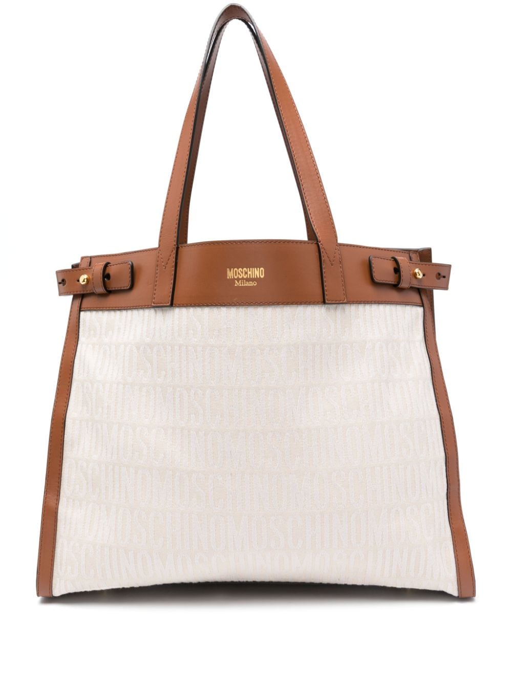 Moschino logo-jacquard open-top tote bag - Neutrals von Moschino