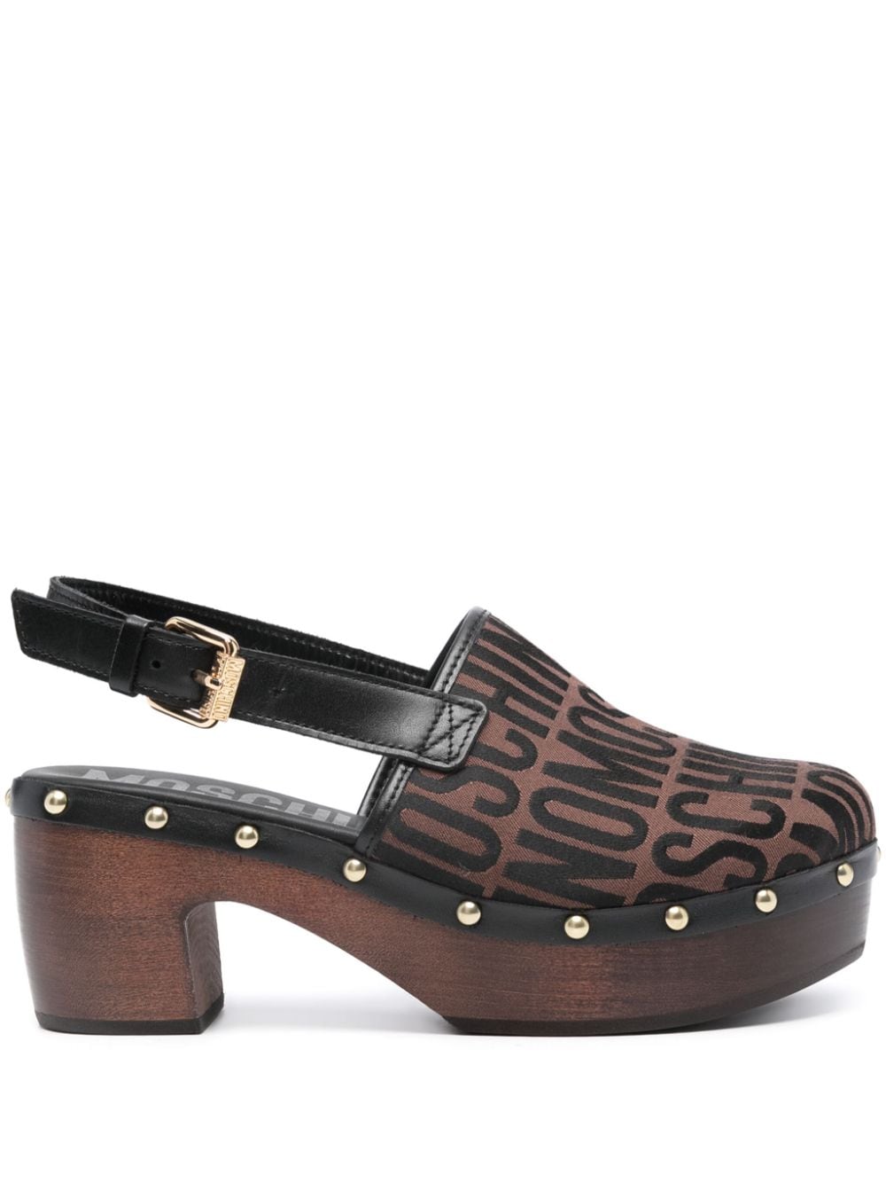 Moschino logo-jacquard stud-embellished pumps - Brown von Moschino