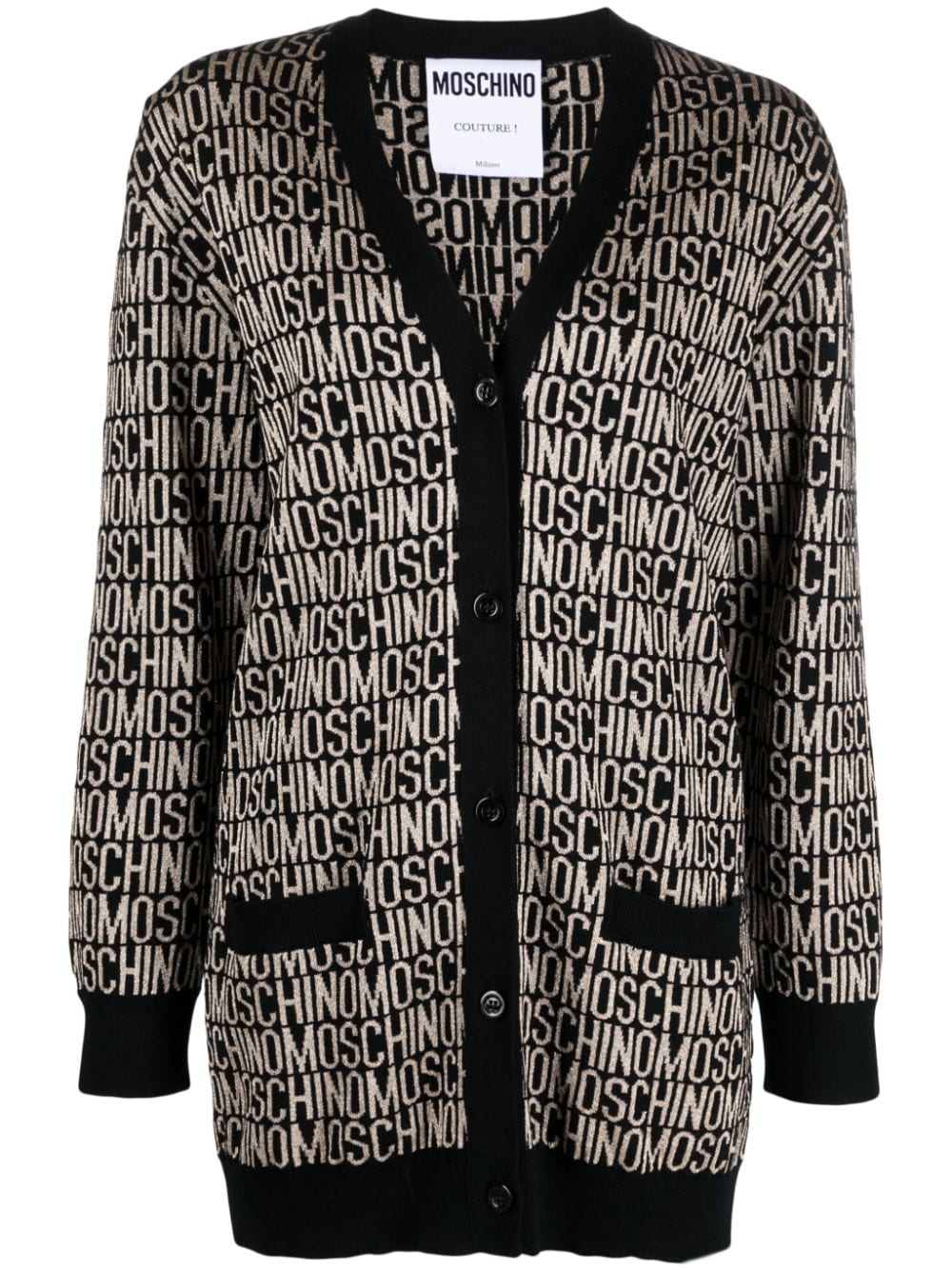 Moschino logo-jacquard virgin wool cardigan - Black von Moschino